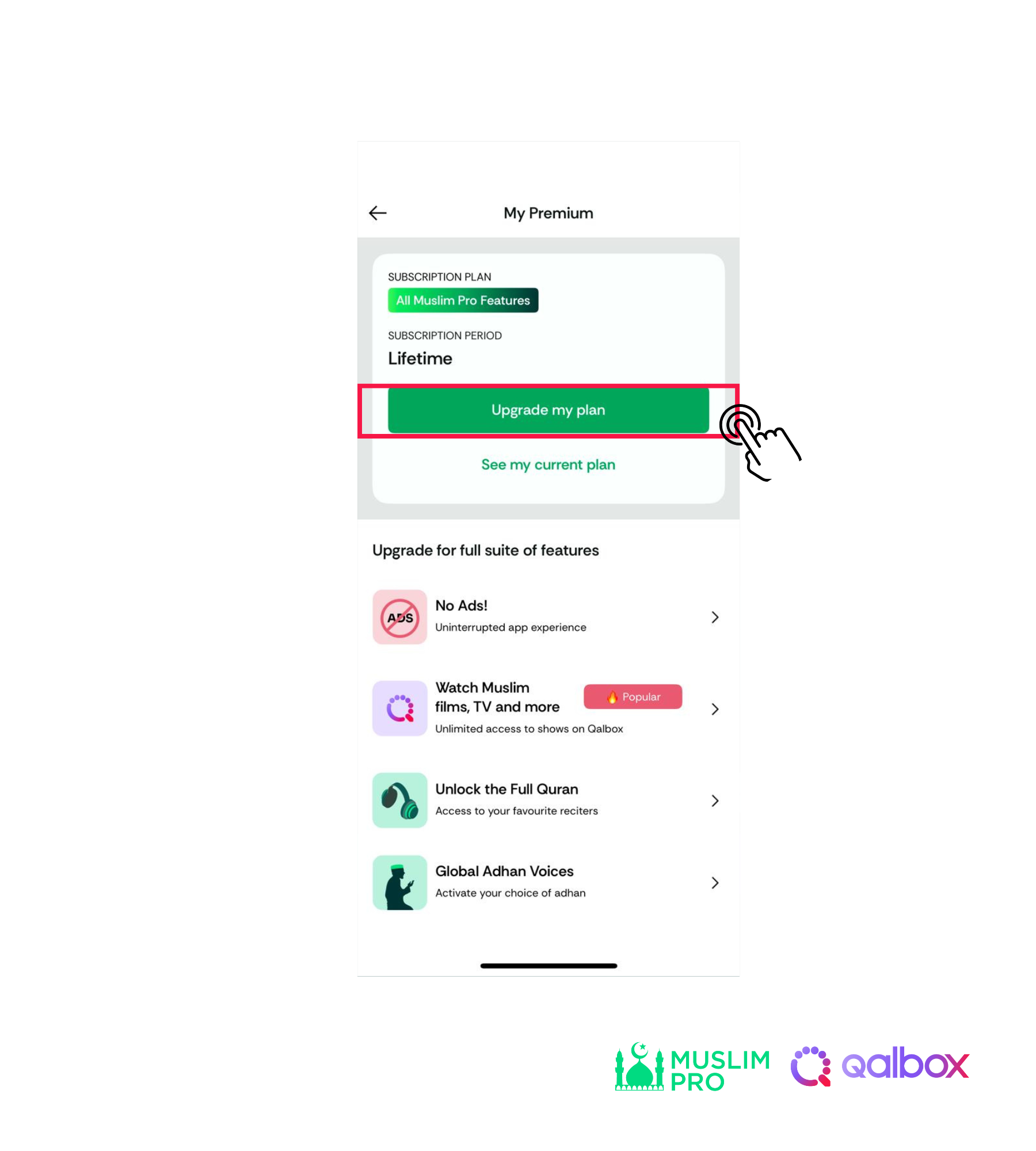 I’m already logged in to Muslim Pro app, how do I upgrade my account to Premium to have full access to Qalbox (4).png