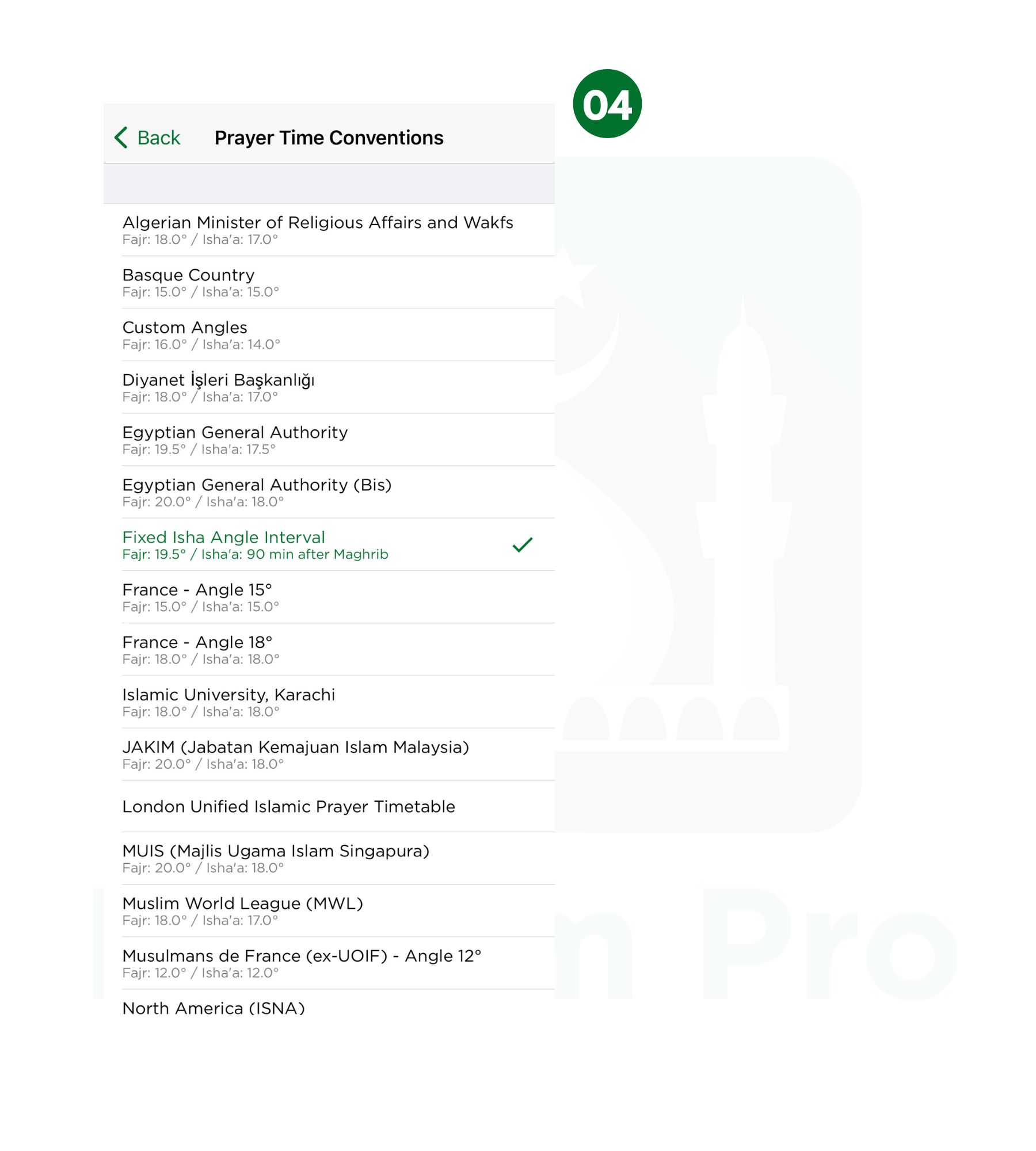 How change the prayer time method / convention – Pro & - Help Center